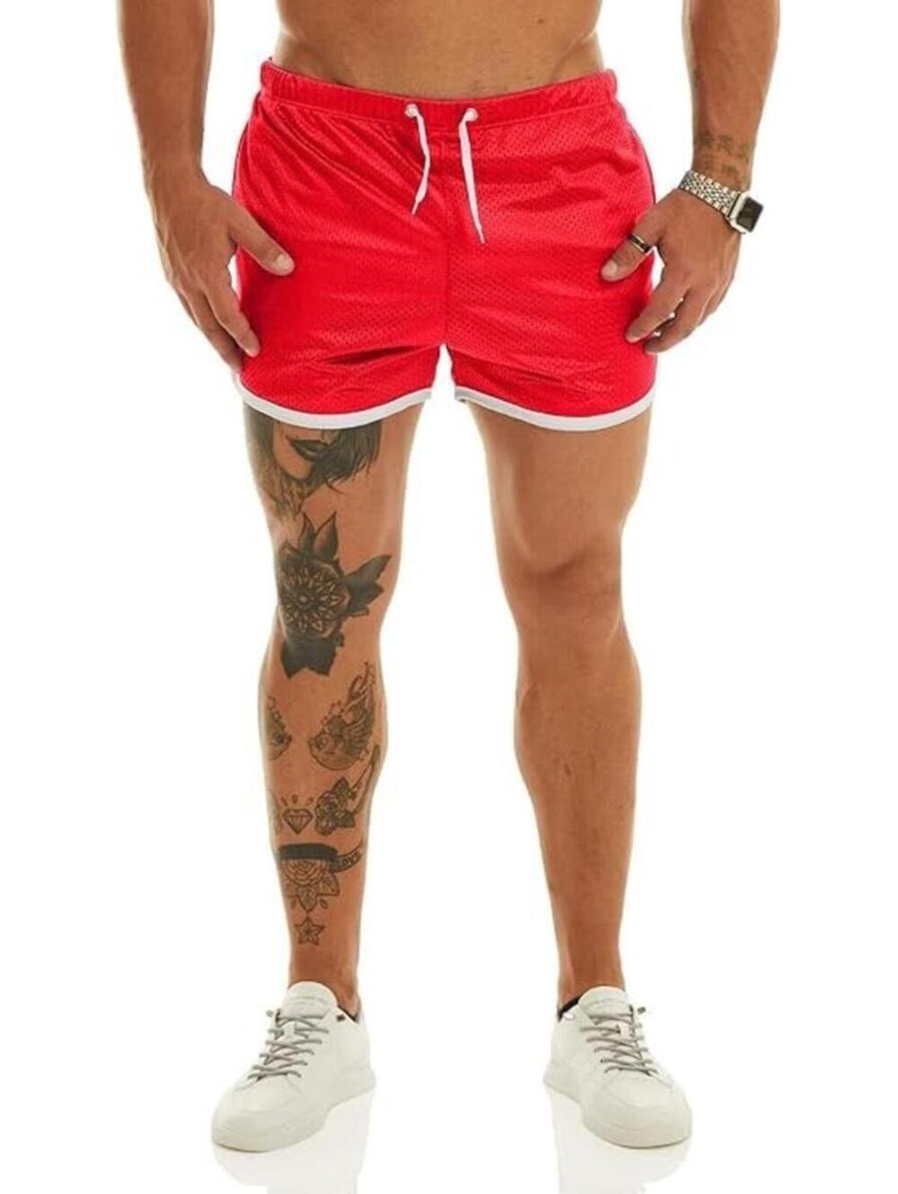 Ouber Men's Fitted Shorts Workout Gym Tight Lifting Shorts